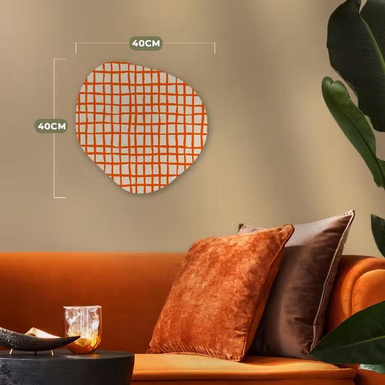 Patroon - Lijnen - Oranje Wandcirkel Organisch Forex 3mm klein 629 -sfeer3