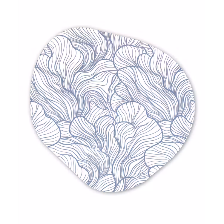 Patroon - Lijnen - Organisch - Abstract - Blauw Wandcirkel Organisch Forex 3mm klein -3d