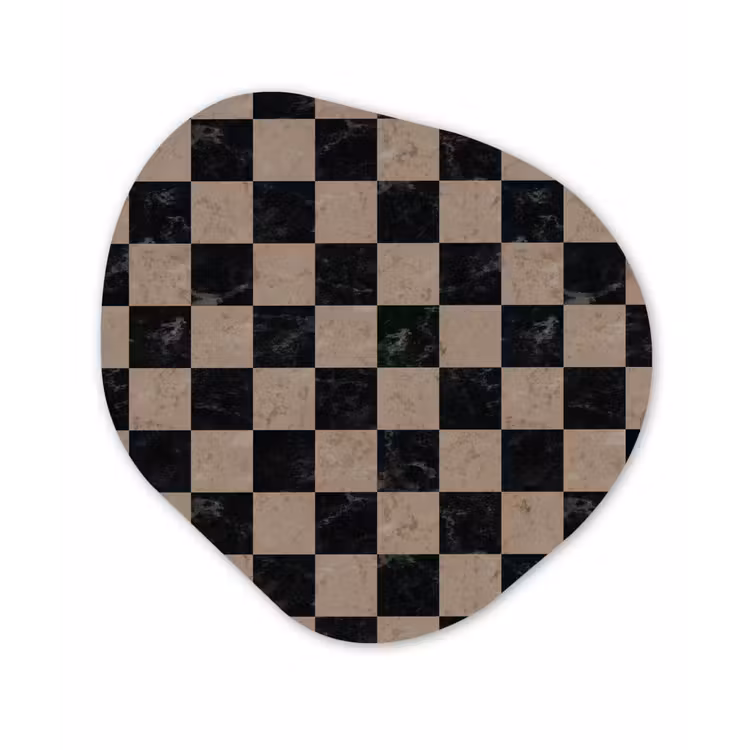 Patroon - Dambord - Marmer Wandcirkel Organisch Forex 3mm klein 629 -3d