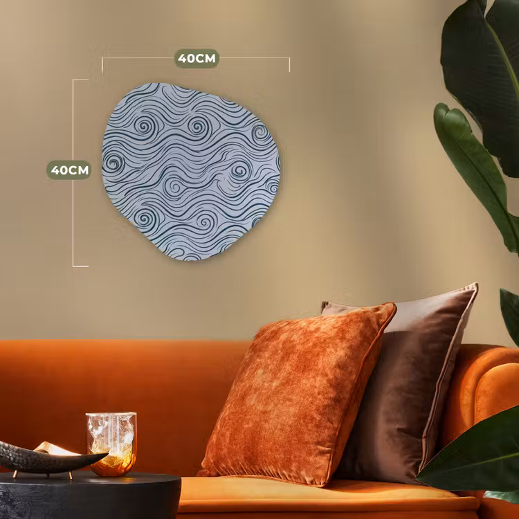 Patroon - Golven - Abstract - Modern - Blauw Wandcirkel Organisch Forex 3mm klein -sfeer3