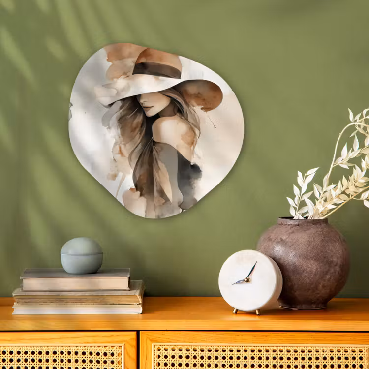 Mysterieus - Vrouw - Sepia Wandcirkel Organisch Forex 3mm klein -sfeer2