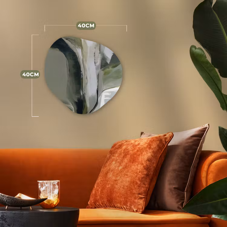 Natuur - Abstract - Groen - Penseelstreken Wandcirkel Organisch Forex 3mm klein -sfeer3
