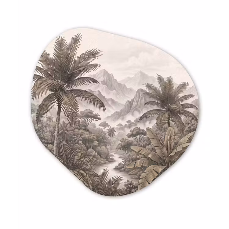 Natuur - Bergen - Rivier - Tropisch - Vintage Wandcirkel Organisch Forex 3mm klein -3d