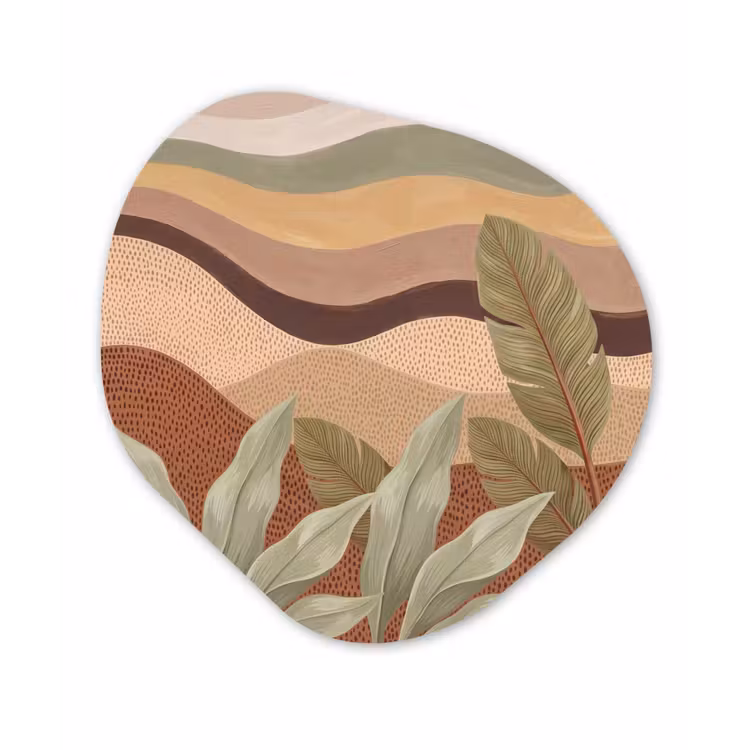 Natuur - Bladeren - Landschap - Abstract - Aardetinten Wandcirkel Organisch Forex 3mm klein -3d