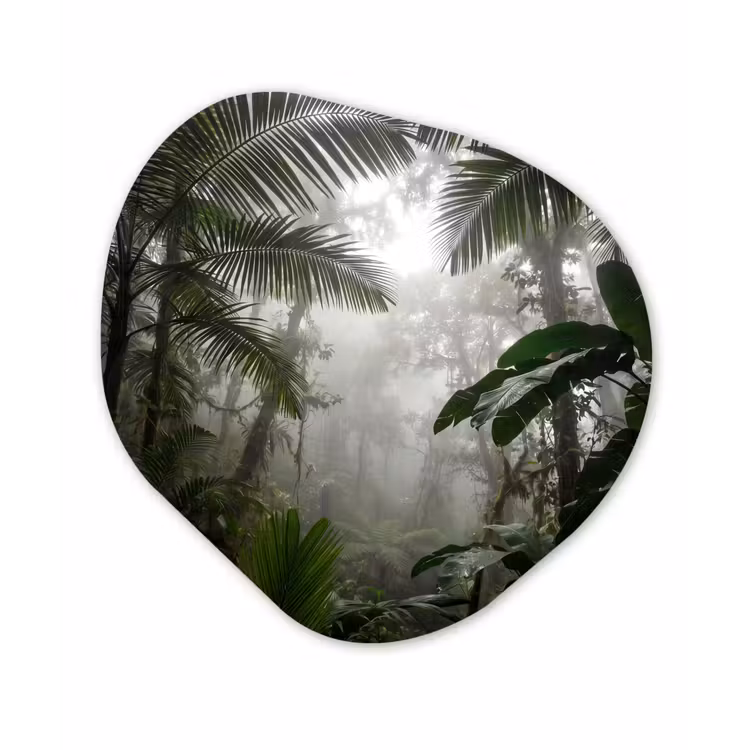 Natuur - Jungle - Mist - Groen - Bladeren Wandcirkel Organisch Forex 3mm klein -3d