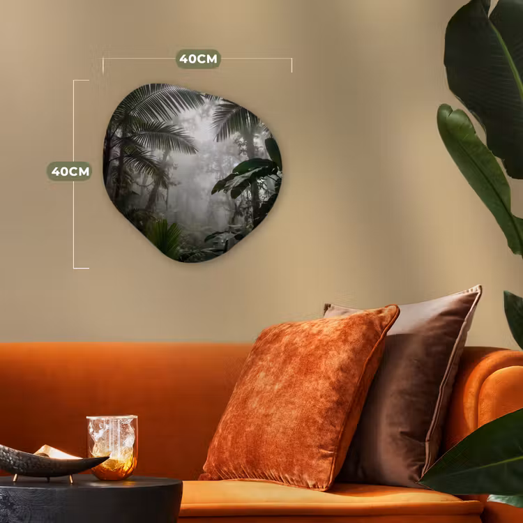 Natuur - Jungle - Mist - Groen - Bladeren Wandcirkel Organisch Forex 3mm klein -sfeer3