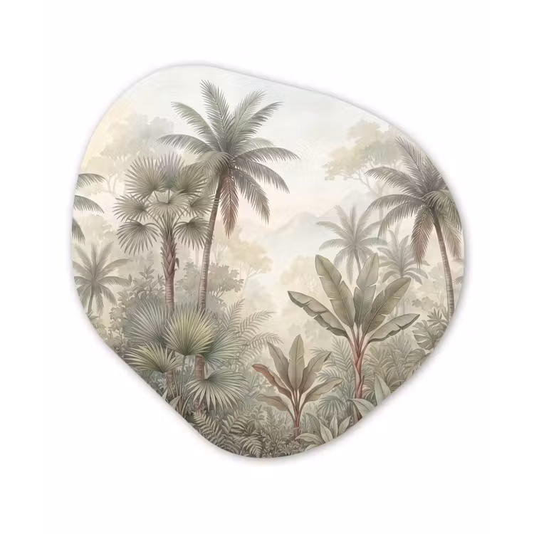 Natuur - Tropisch bos - Landschap - Aquarel - Groen Wandcirkel Organisch Forex 3mm klein -3d