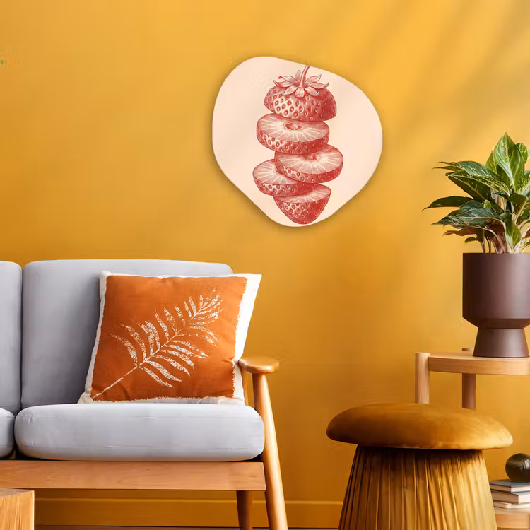 Fruit - Gesneden - Illustratie - Rood - Vintage Wandcirkel Organisch Forex 3mm klein -sfeer4