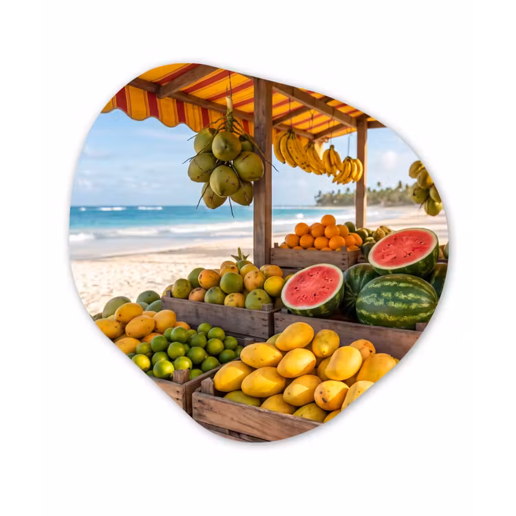 Forexbild Organische Form - Obst – Strand – Tropisch - Fruit - Strand - Tropisch Wandcirkel Organisch Forex 3mm klein