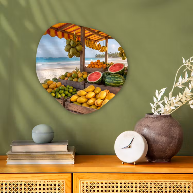 Forexbild Organische Form - Obst – Strand – Tropisch - Fruit - Strand - Tropisch Wandcirkel Organisch Forex 3mm klein