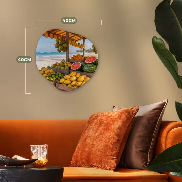 Forexbild Organische Form - Obst – Strand – Tropisch - Fruit - Strand - Tropisch Wandcirkel Organisch Forex 3mm klein