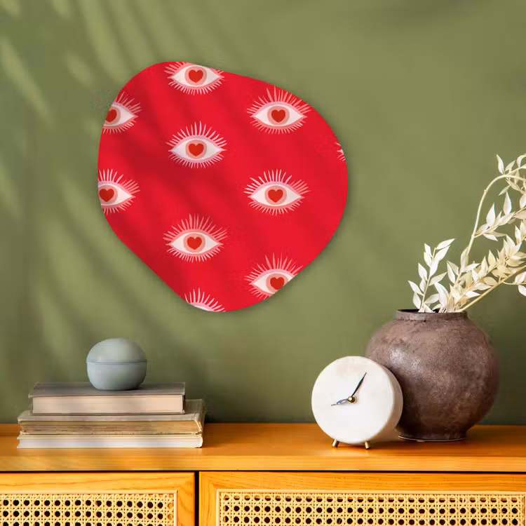 Ogen - Hart - Abstract - Rood - Roze Wandcirkel Organisch Forex 3mm klein 629 -sfeer2