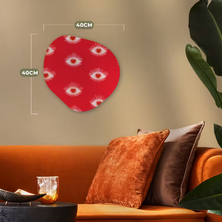 Ogen - Hart - Abstract - Rood - Roze Wandcirkel Organisch Forex 3mm klein 629 -sfeer3