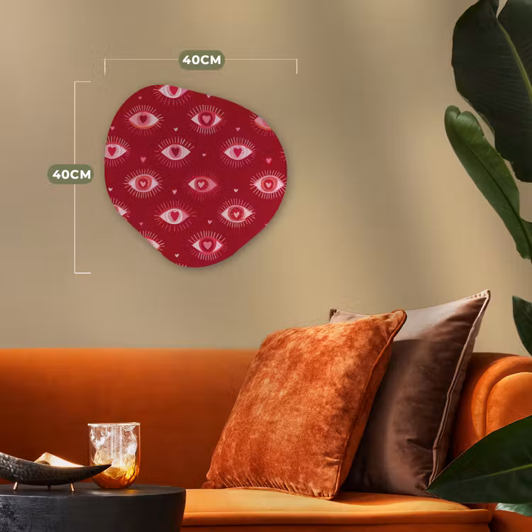 Ogen - Patroon - Roze - Donkerrood Wandcirkel Organisch Forex 3mm klein 629 -sfeer3