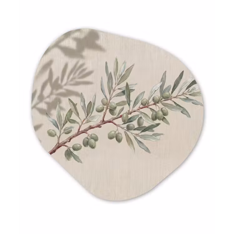 Olijftak - Bladeren - Natuur - Groen - Beige Wandcirkel Organisch Forex 3mm klein -3d