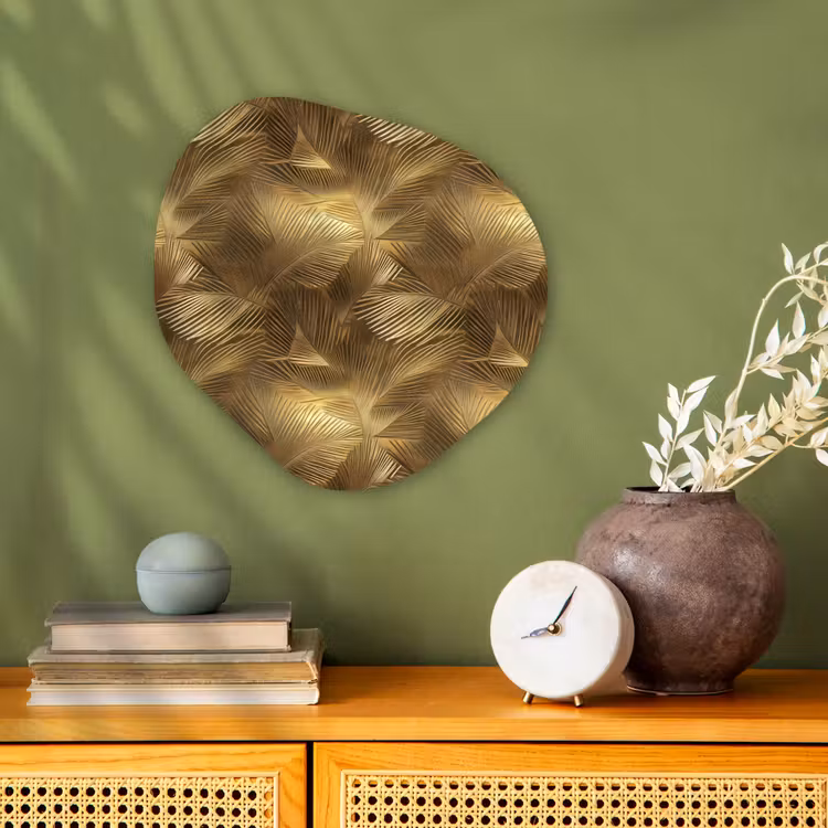 Palm - Waaier - Goud Wandcirkel Organisch Forex 3mm klein 629 -sfeer2