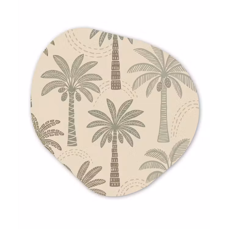 Palmbomen - Patroon - Tropisch - Beige Wandcirkel Organisch Forex 3mm klein -3d