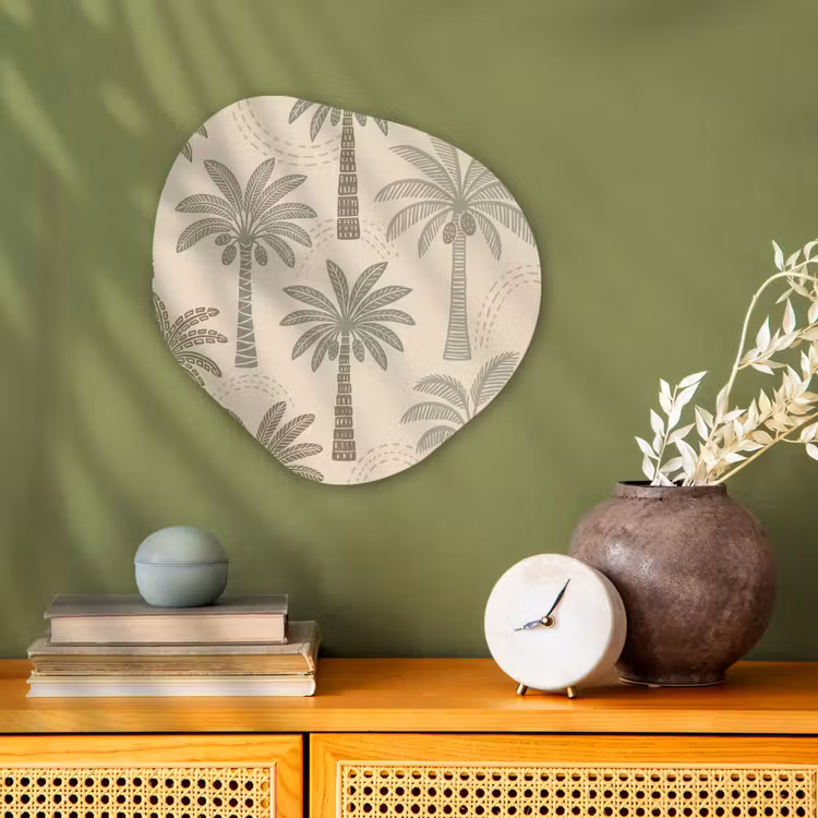 Palmbomen - Patroon - Tropisch - Beige Wandcirkel Organisch Forex 3mm klein -sfeer2