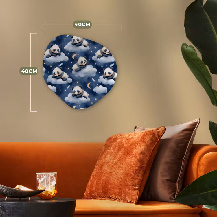 Panda's - Slapen - Blauw Wandcirkel Organisch Forex 3mm klein 629 -sfeer3