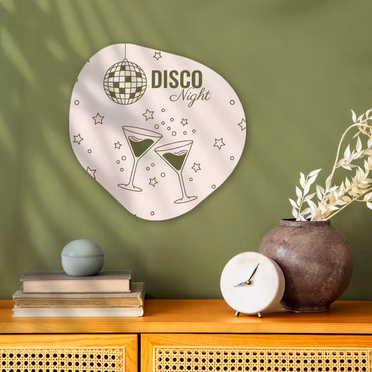 Feest - Disco - Drank - Illustratie - Groen Wandcirkel Organisch Forex 3mm klein -sfeer2