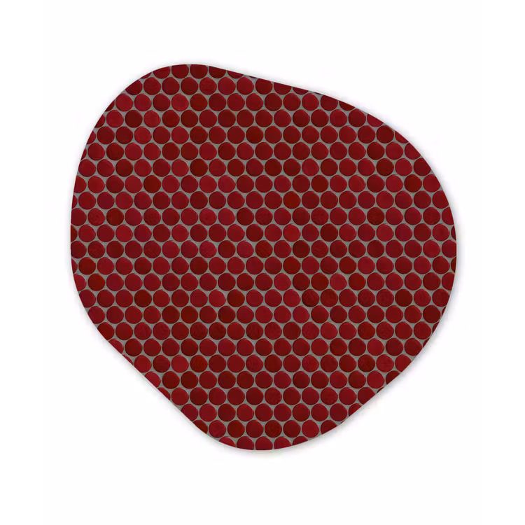 Penny - Mozaïek - Rond - Rood Wandcirkel Organisch Forex 3mm klein 629 -3d