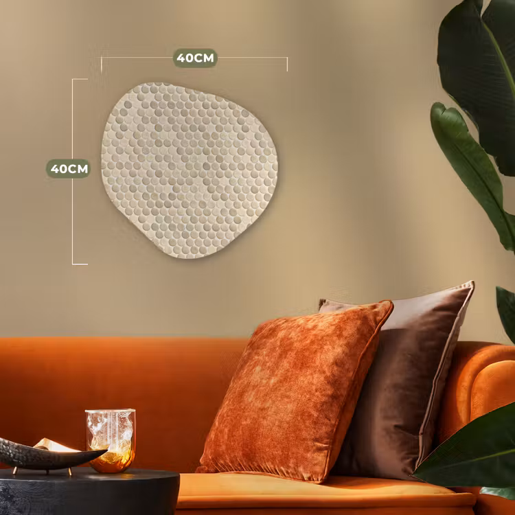 Penny - Mozaïek - Zand Wandcirkel Organisch Forex 3mm klein 629 -sfeer3