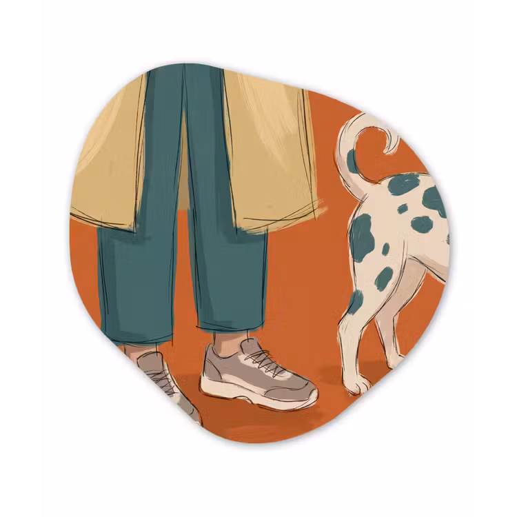 Persoon - Hond - Dieren - Illustratie - Modern Wandcirkel Organisch Forex 3mm klein -3d