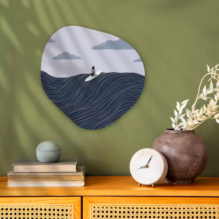 Persoon - Surfen - Oceaan - Natuur - Modern Wandcirkel Organisch Forex 3mm klein -sfeer2