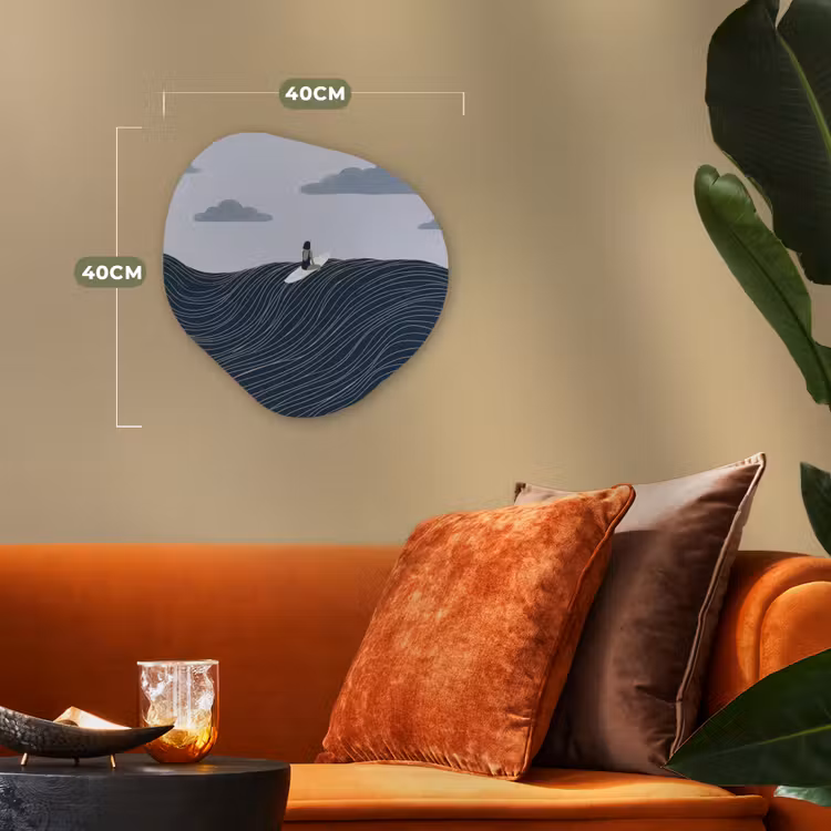 Persoon - Surfen - Oceaan - Natuur - Modern Wandcirkel Organisch Forex 3mm klein -sfeer3