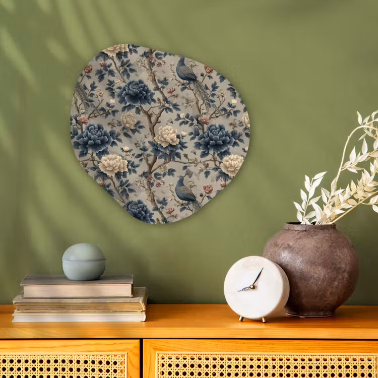 Pauw - Bloemen - Blauw Wandcirkel Organisch Forex 3mm klein 629 -sfeer2