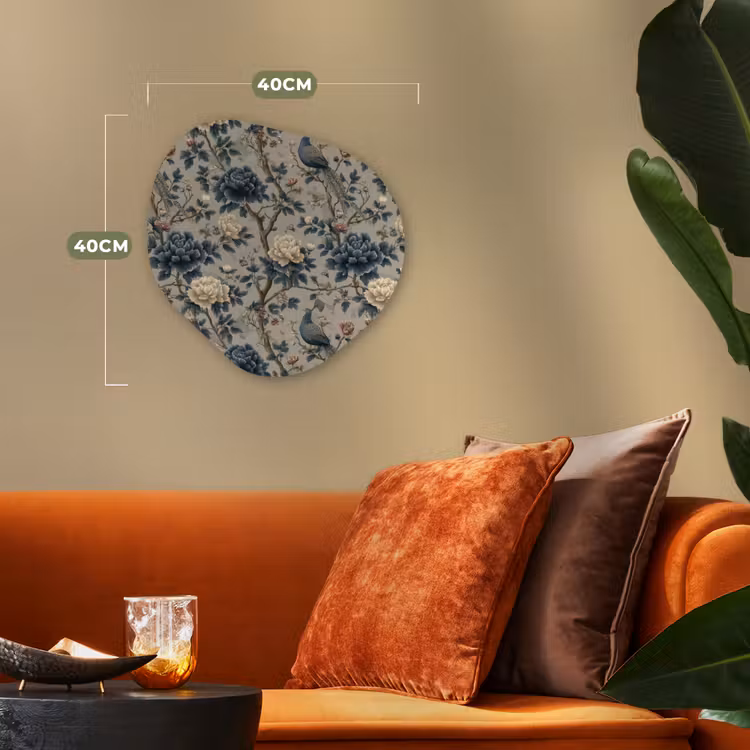 Pauw - Bloemen - Blauw Wandcirkel Organisch Forex 3mm klein 629 -sfeer3