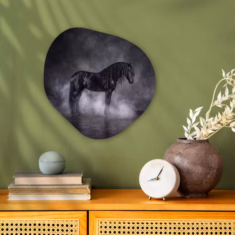 Paard - Magisch - Zwart Wandcirkel Organisch Forex 3mm klein -sfeer2