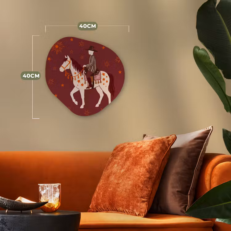 Paard - Ruiter - Sterren - Nacht - Illustratie Wandcirkel Organisch Forex 3mm klein -sfeer3