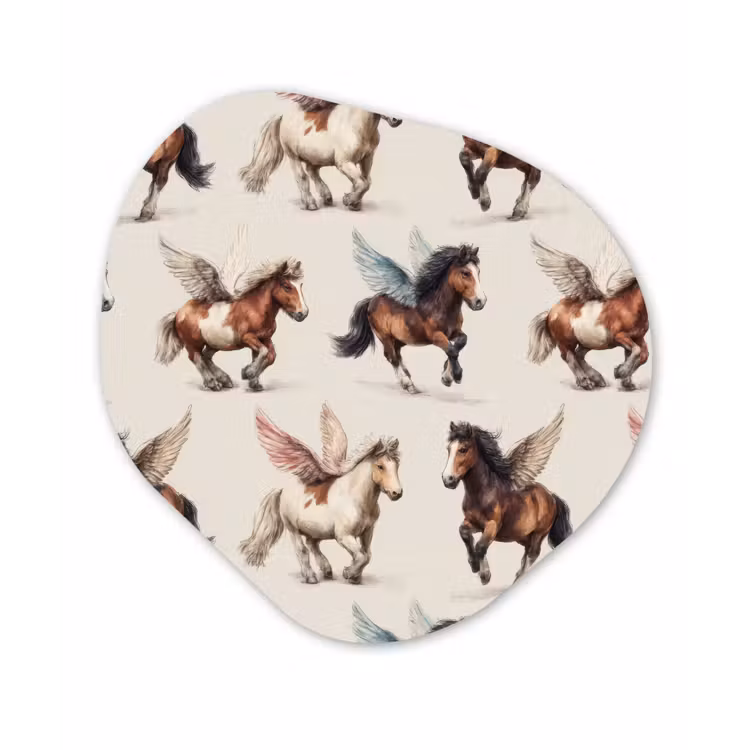 Paarden - Vleugels - Kleurrijk Wandcirkel Organisch Forex 3mm klein 629 -3d