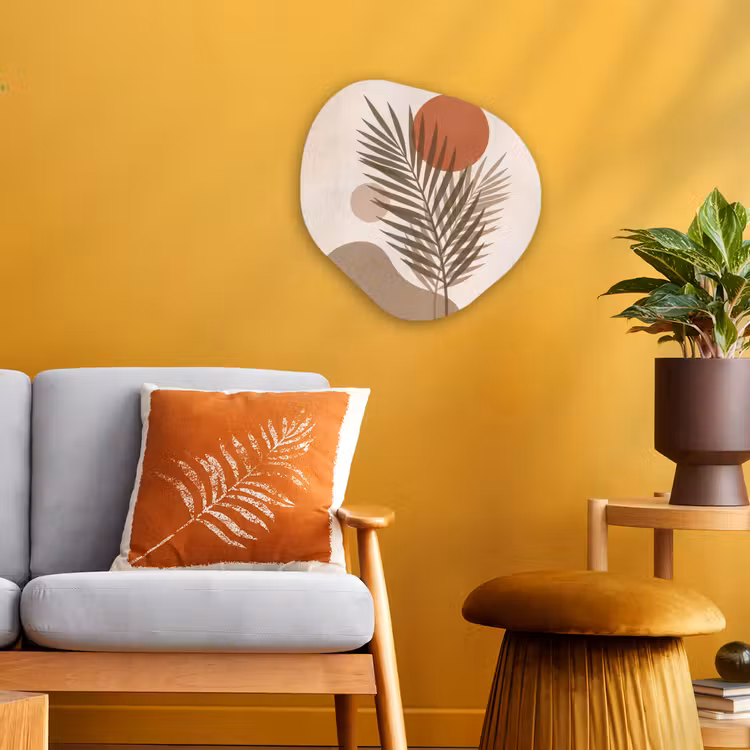 Planten - Bladeren - Abstract - Modern - Beige Wandcirkel Organisch Forex 3mm klein -sfeer4