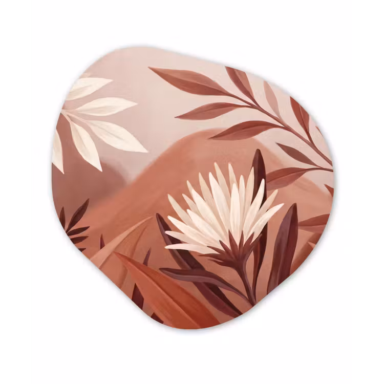 Planten - Bladeren - Botanisch - Modern - Bruin Wandcirkel Organisch Forex 3mm klein -3d