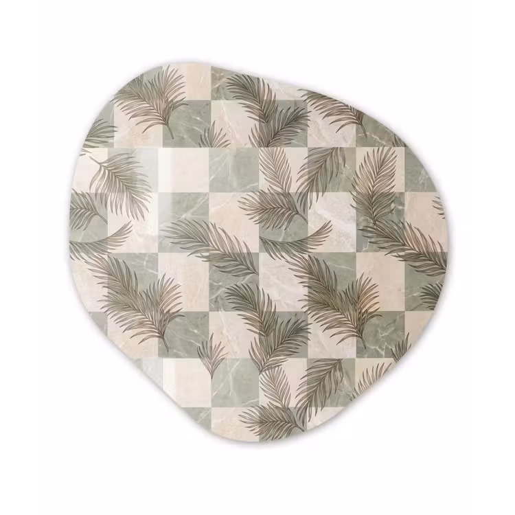 Planten - Bladeren - Marmer - Modern - Groen Wandcirkel Organisch Forex 3mm klein -3d