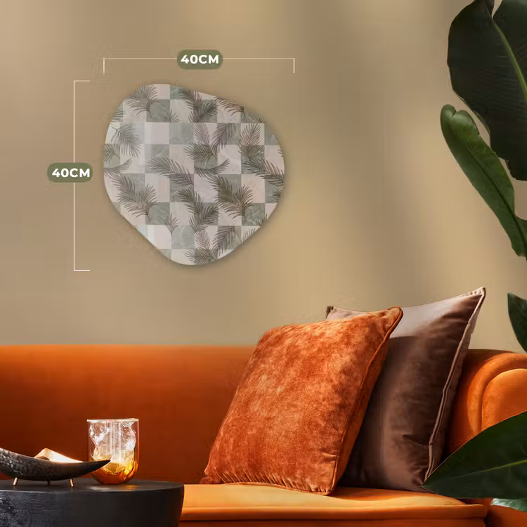 Planten - Bladeren - Marmer - Modern - Groen Wandcirkel Organisch Forex 3mm klein -sfeer3