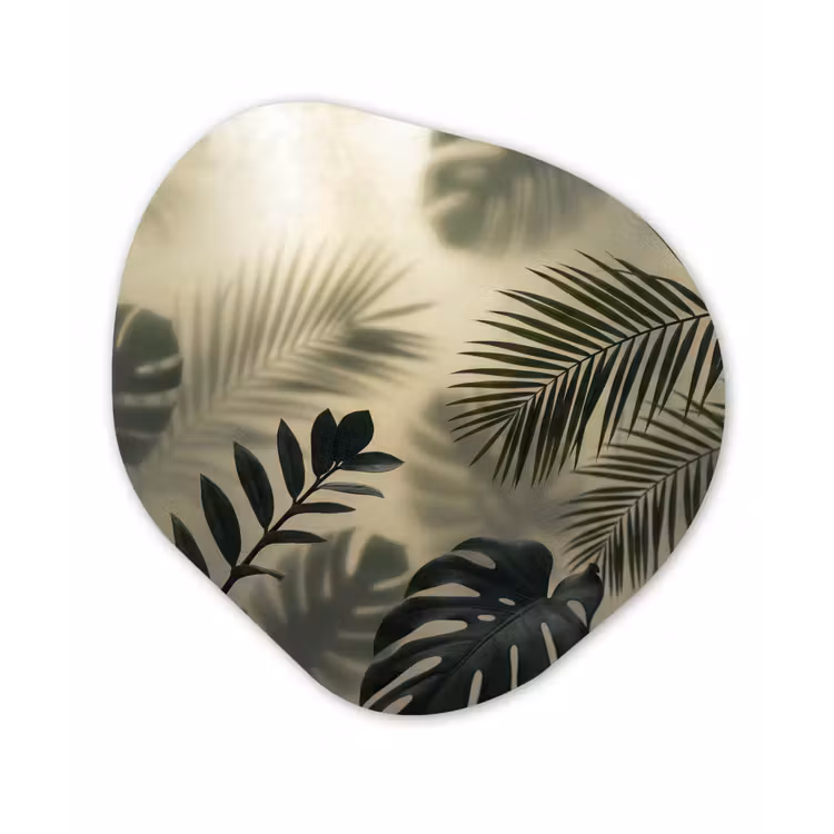 Planten - Bladeren - Schaduwen - Groen - Modern Wandcirkel Organisch Forex 3mm klein -3d