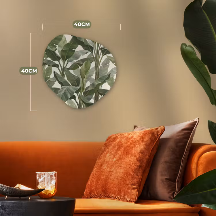 Planten - Bladeren - Tropisch - Groen Wandcirkel Organisch Forex 3mm klein -sfeer3