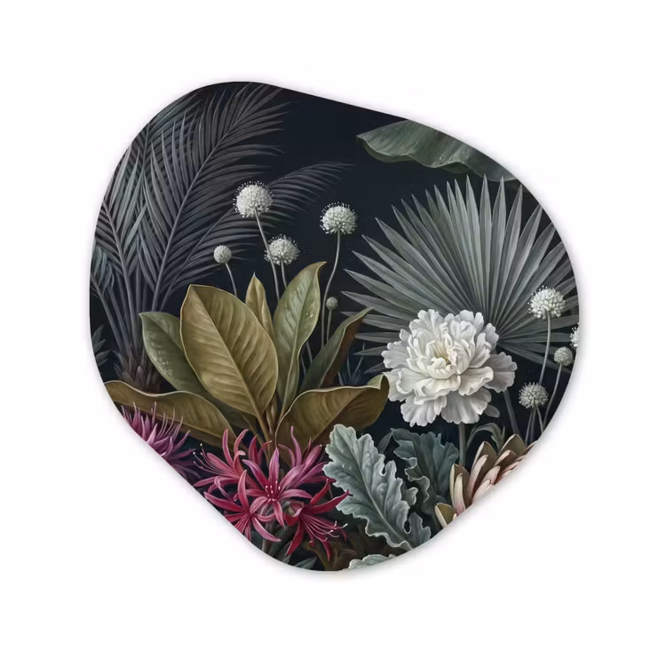 Planten - Tropisch - Botanisch - Donker - Groen Wandcirkel Organisch Forex 3mm klein -3d