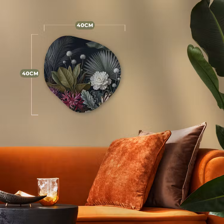 Planten - Tropisch - Botanisch - Donker - Groen Wandcirkel Organisch Forex 3mm klein -sfeer3