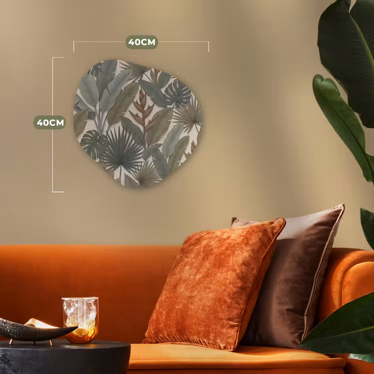 Planten - Tropisch - Natuur - Illustratie - Groen Wandcirkel Organisch Forex 3mm klein -sfeer3
