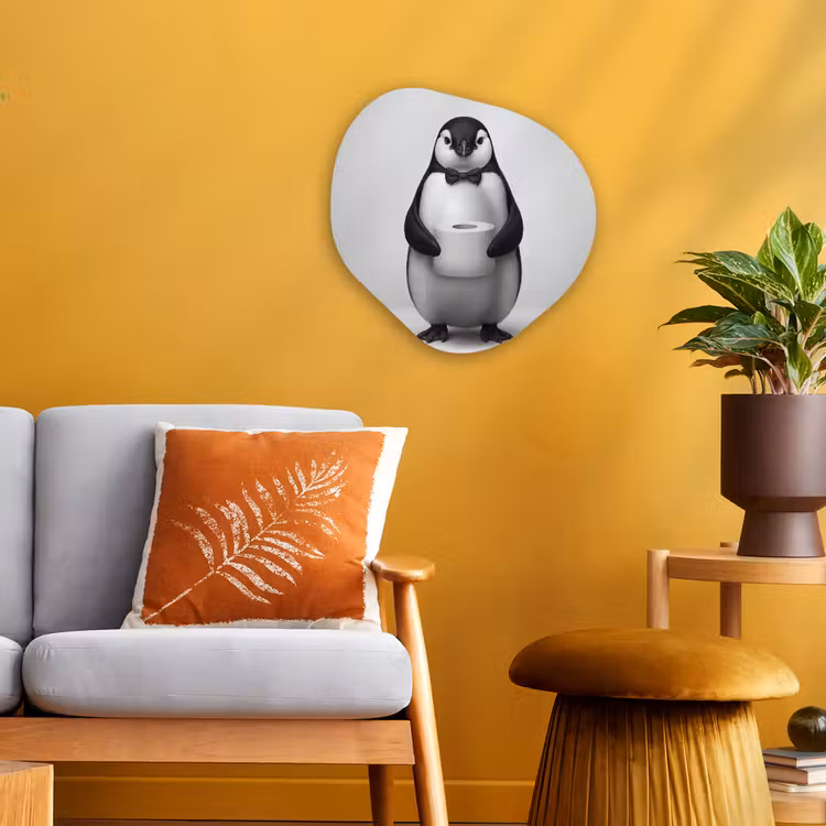 Pinguïn - WC rol - Wit Wandcirkel Organisch Forex 3mm klein -sfeer4