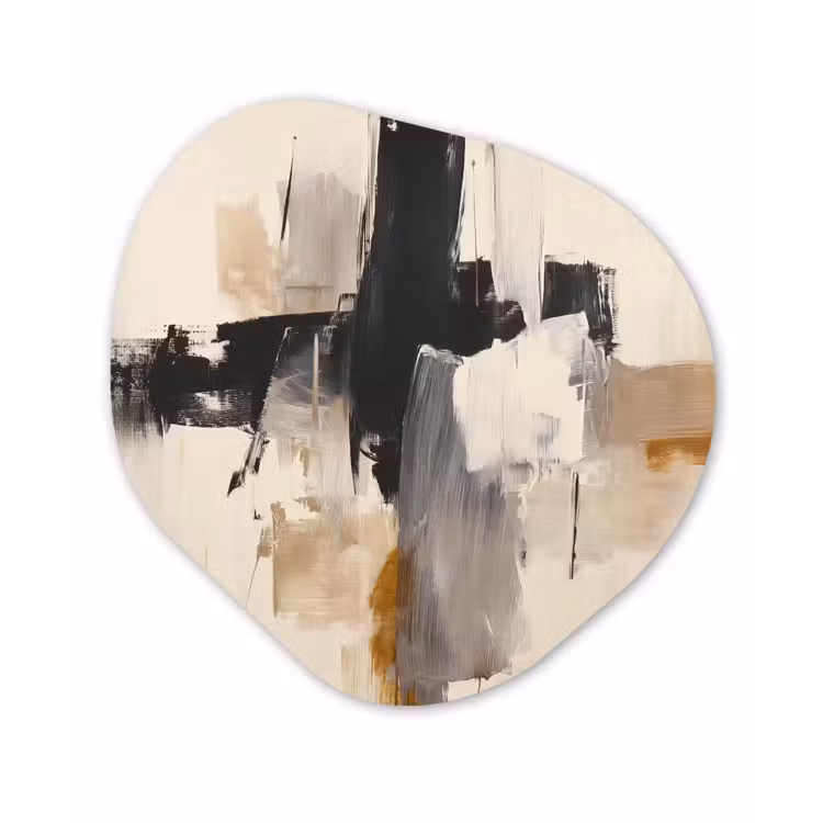 Penseelstreken - Ruw - Abstract - Beige Wandcirkel Organisch Forex 3mm klein -3d