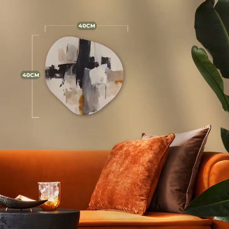 Penseelstreken - Ruw - Abstract - Beige Wandcirkel Organisch Forex 3mm klein -sfeer3