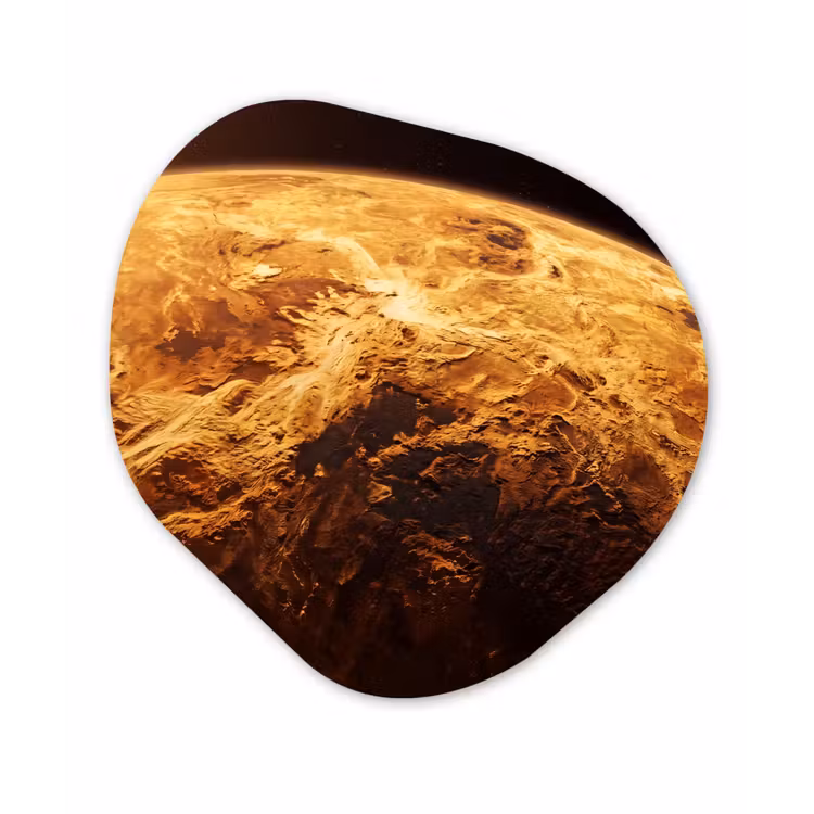 Forexbild Organische Form - Planet – Weltraum – Orange - Planeet - Ruimte - Oranje Wandcirkel Organisch Forex 3mm klein