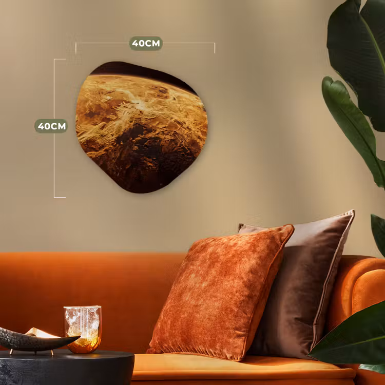 Forexbild Organische Form - Planet – Weltraum – Orange - Planeet - Ruimte - Oranje Wandcirkel Organisch Forex 3mm klein