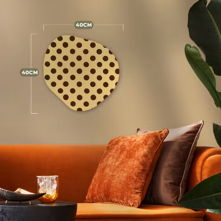 Polka Dot - Stippen - Retro - Geel - Bruin Wandcirkel Organisch Forex 3mm klein 629 -sfeer3