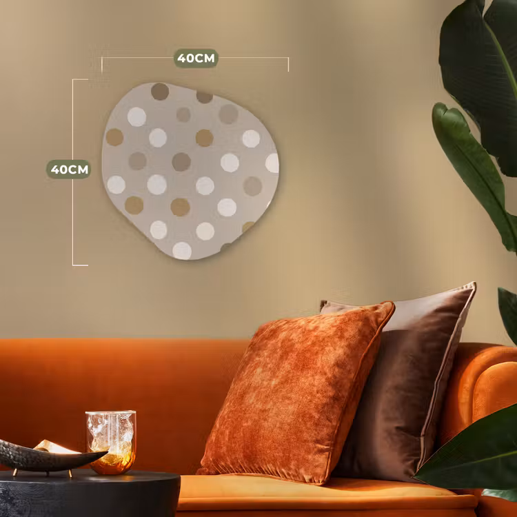 Polka - Dots - Beige Wandcirkel Organisch Forex 3mm klein 629 -sfeer3